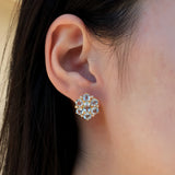 Aquamarine Diamond Cluster Earrings