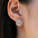 Aquamarine Diamond Cluster Earrings