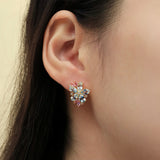 Aquamarine Pink Sapphire Diamond Blossom Earrings