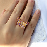 Butterfly Pink Sapphire Diamond Cocktail Ring