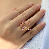 Butterfly Pink Sapphire Diamond Cocktail Ring