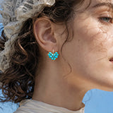 Fantasy Heart Turquoise Diamond Drop Earrings