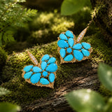 Fantasy Heart Turquoise Diamond Drop Earrings