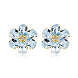 Aquamarine Diamond Wildflower Earrings