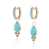 Charlotte Blue Sapphire and Turquoise Hoop Earrings with Drop Enhancers