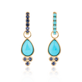 Charlotte Blue Sapphire and Turquoise Hoop Earrings with Drop Enhancers