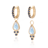 Charlotte Blue Sapphire and Moonstone Hoop Earrings with Drop Enhancers