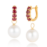 Melody Ruby Hoop Earrings with Pearl Drop Enhancers