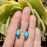 Charlotte Blue Sapphire and Turquoise Hoop Earrings with Drop Enhancers